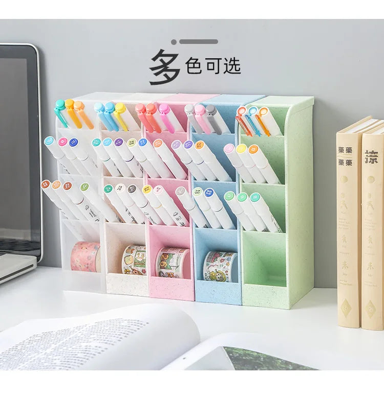 Oblique Insert Pen Holder Storage Box Pp Material Transparent Creative Simple Pen Bucket Office Desktop Student Stationery Set