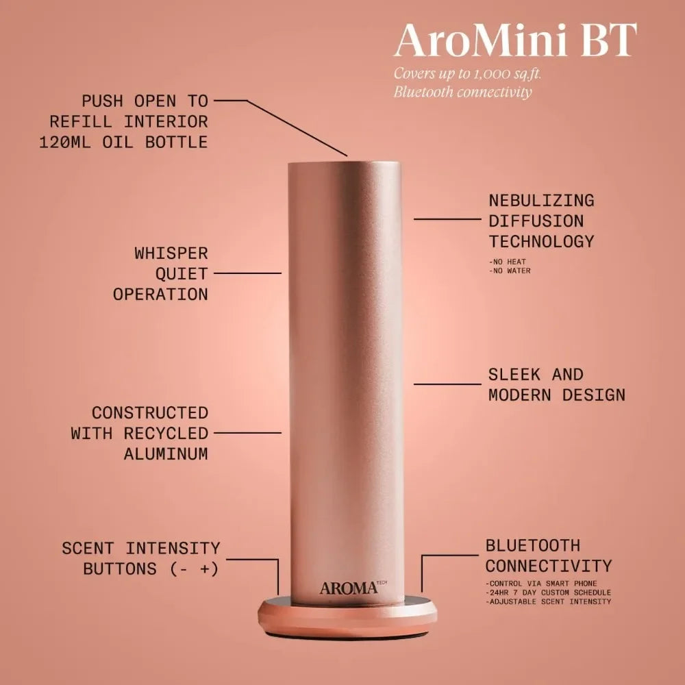 AromaTech AroMini BT Bluetooth Essential Oil Diffuser for Aromatherapy Oils, Nebulizing Diffusion System, Fragrance Diffuser,