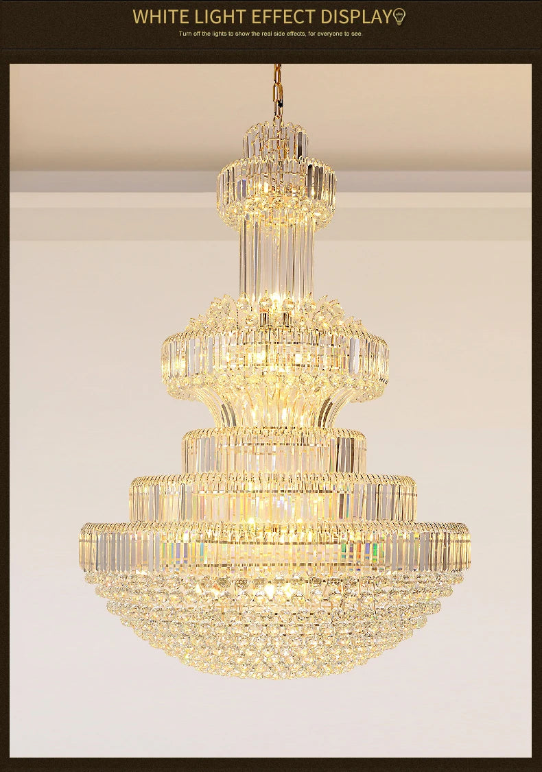 Villa Duplex Building Hollow Living Room Restaurant Light Luxury Crystal Chandelier Classic Hotel Lobby Exhibition Hall Lighting