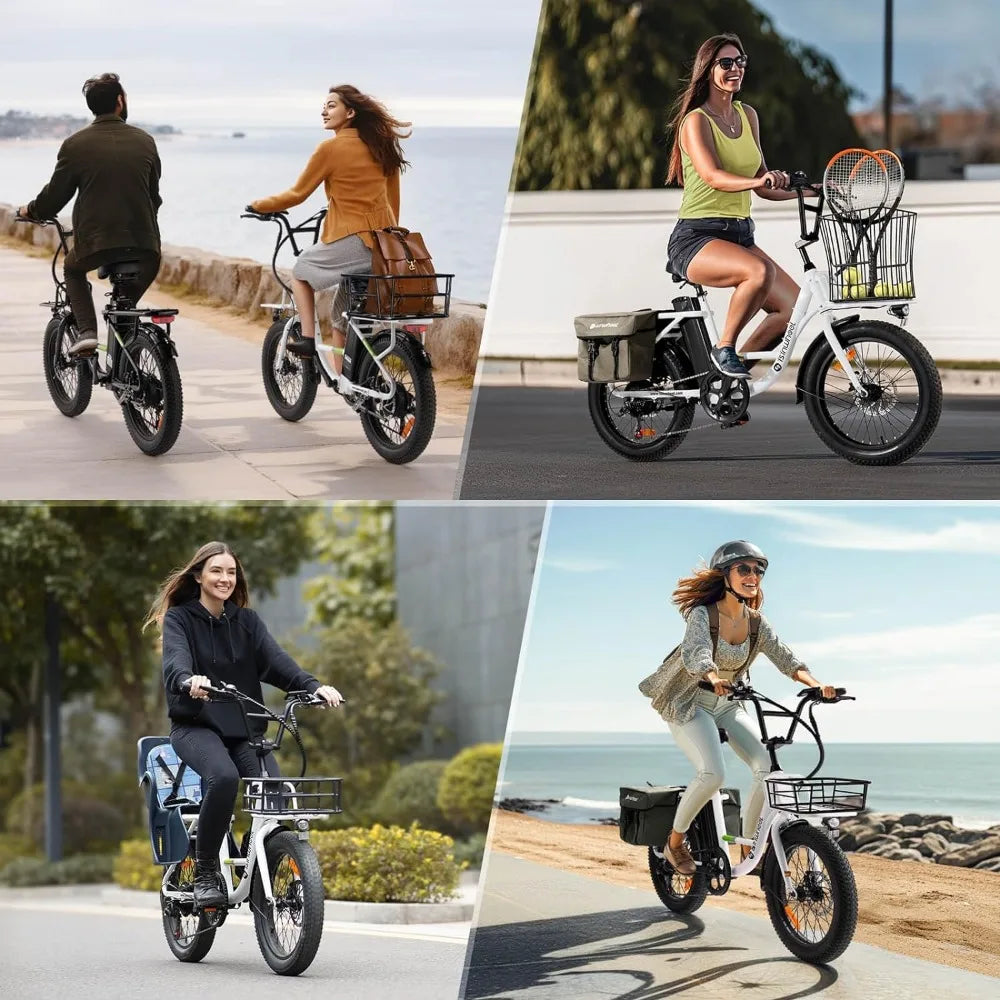 Electric Bike for Adults,20" 500W Cargo Ebike 20mph 55 Miles Range,48V 500Wh Removable Battery, 7 Speed Gearshift