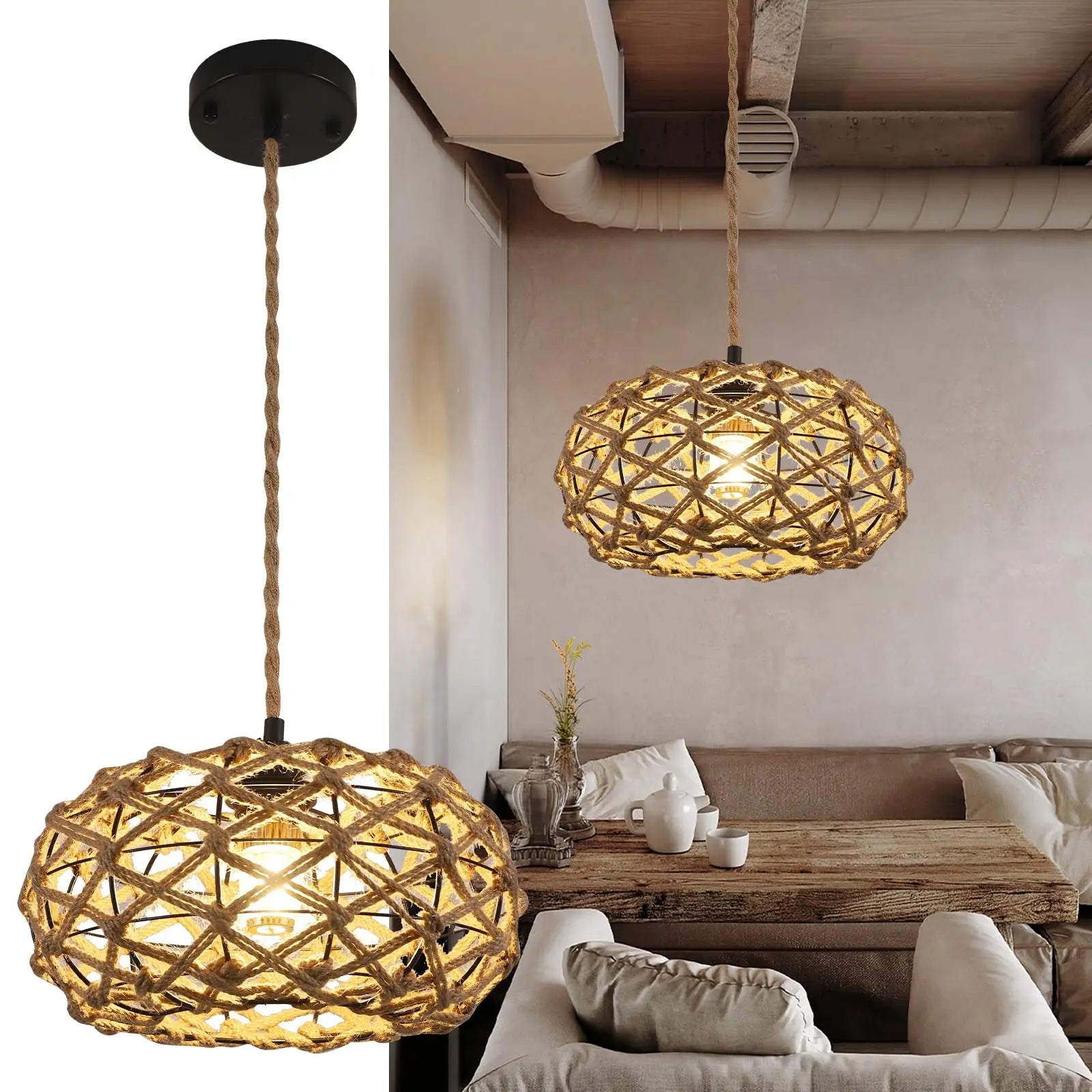 Handwoven Boho Pendant Light