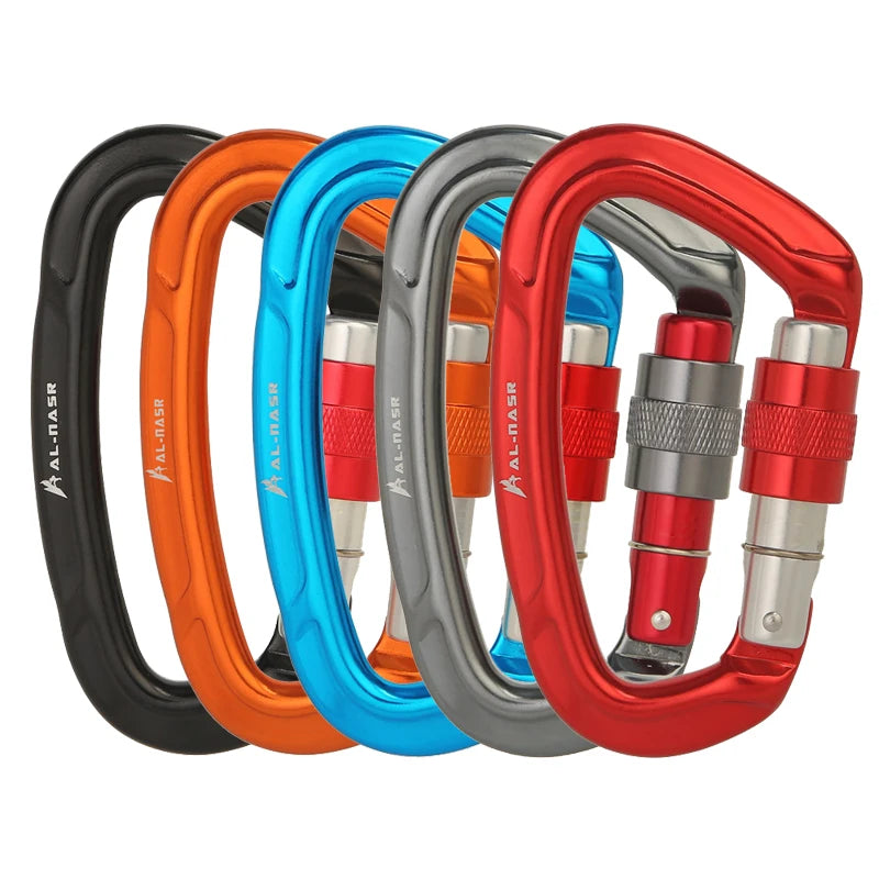 Rock Climbing Carabiner 25KN Professional Mountaineering D Shape Screw Gate Lock Buckle Carabiners Ascend Equipement