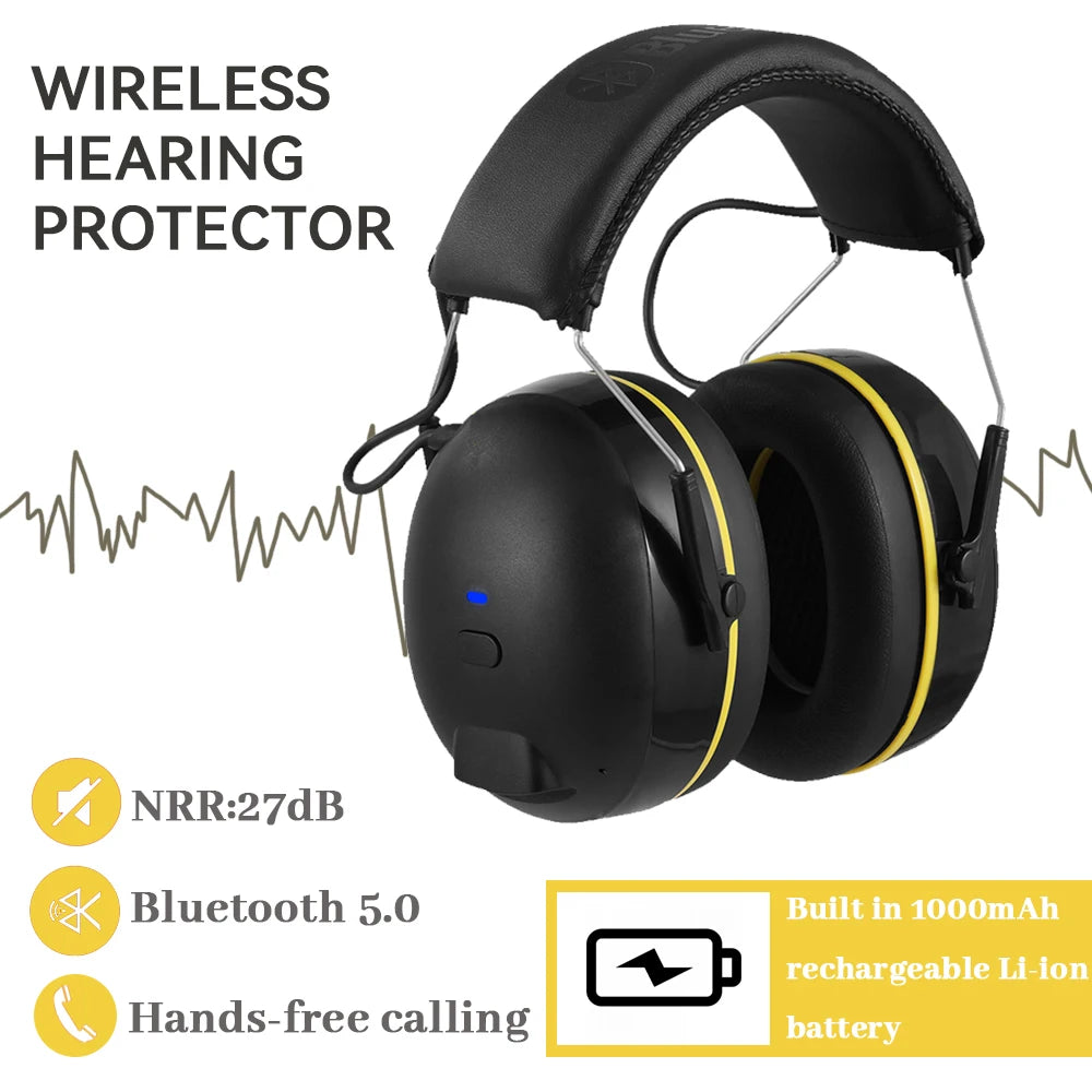 Hearing Protector with Bluetooth Noise Reduction Safety Ear Muffs 28dB Noise Cancelling Ear Protection Headphones for Shooting