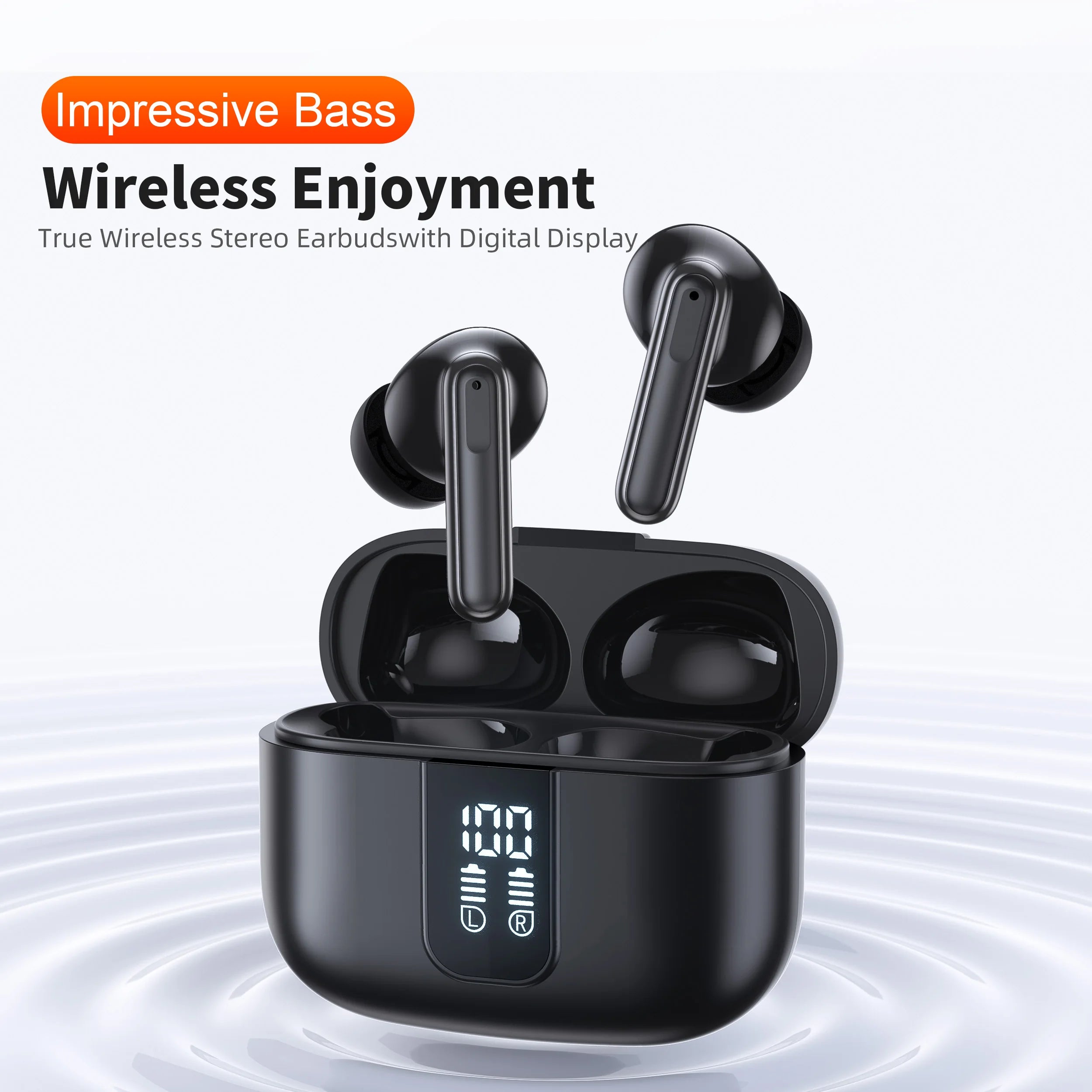 QERE E50 Wireless Headphones, TWS Bluetooth 5.3,HD Microphone,HIFI Earphones,13mm Driver,60ms Low Latency,4 Mics, ENC Call, New