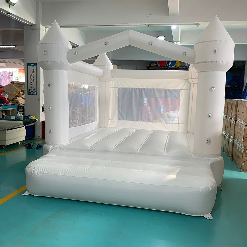 Inflatable Jumping Castle 4*3*2.6M White Bounce House For Kids Bouncy House White For Children With Blower Slide 5-8 Kids