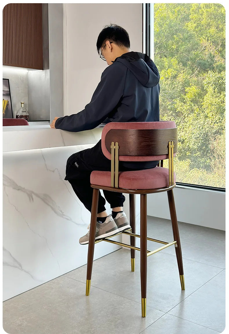 Pink Design Bar Stools Home Manicure Metal High Work Chairs Garden Counter Living Room Banqueta Furniture Bar For Home TD50DC