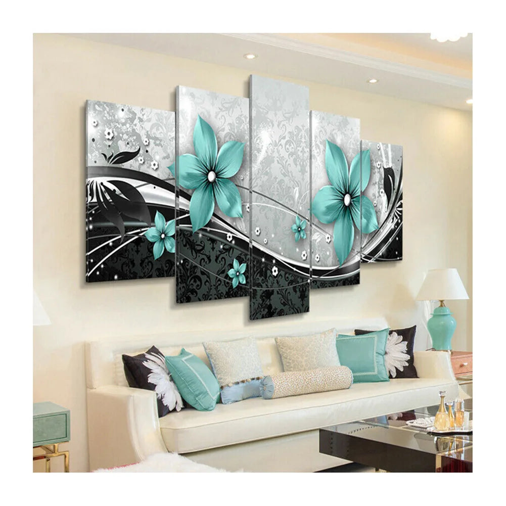 Make a Statement with 5Pcs Modern Flower Canvas Painting Wall Art Home Decor Picture Decor, Brighten Up Any Room No Frame