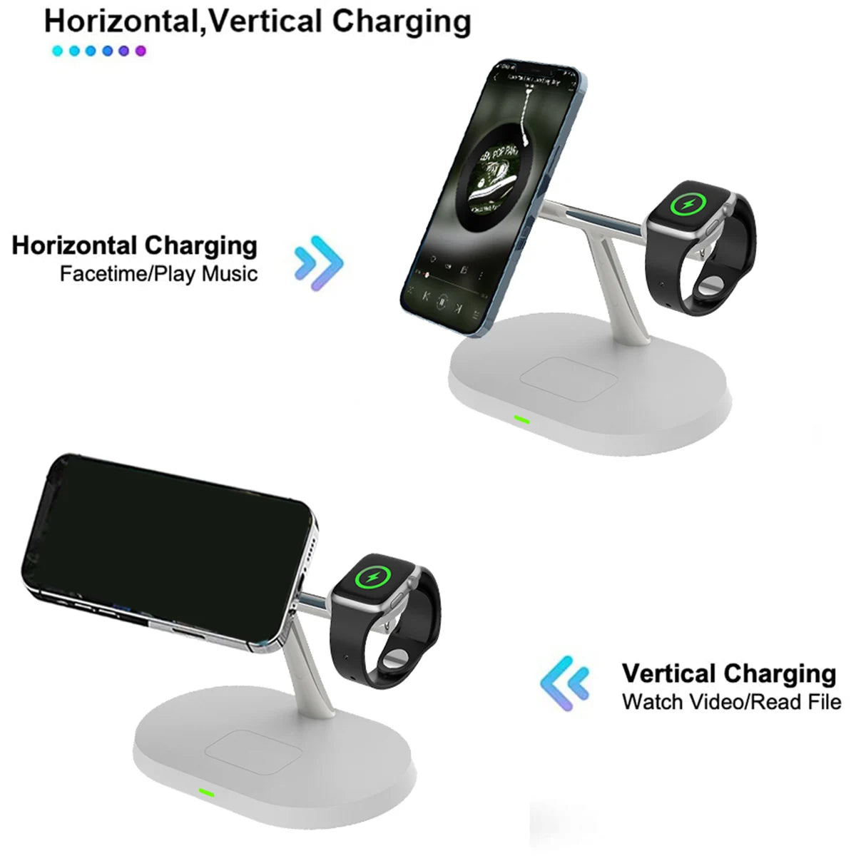 3 in 1 Wireless Charger Stand Magnetic For iPhone 12 13 14 15 Fast Charging Station for Apple Watch 9 8 7 6 5 Airpods 2 3 Pro