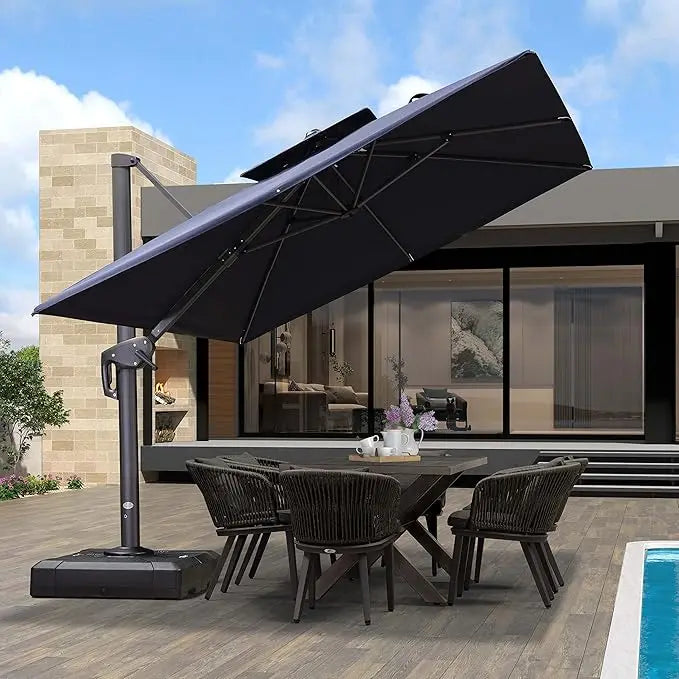 Cantilever Patio Umbrella with 360-Degree Rotation and Adjustable Tilt