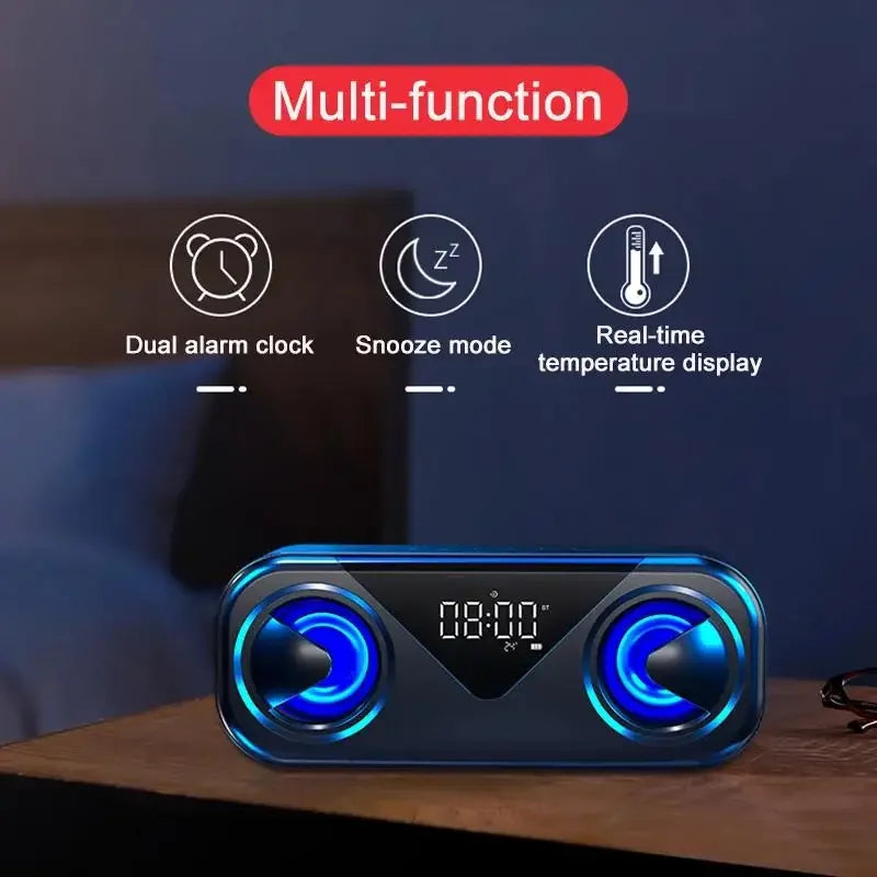 Alarm Clock Wireless Dual-speaker 3D Stereo Sound Bluetooth Speaker HIFI RGB Lights USB Sound Box Outdoor Portable Subwoofer AUX