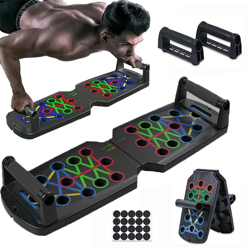 Portable Multifunctional Push-up Board Set With Handles Foldable Fitness Equipment For Chest Abdomen Arms And Back Training