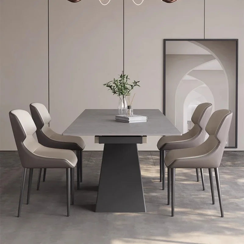 Modern Slate Dining Table Extendable Grey Simple Design Center Table Receptionist Nordic Mesas Comedor Kitchen Furniture HD50CZ