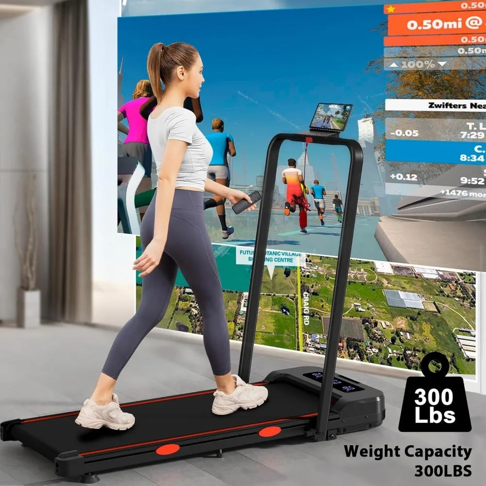 3 in 1 Walking Pad Treadmill with Handle Bar & Incline, 300 lb Capacity, 2.5HP Under Desk Treadmill, Portable Foldable Treadmill