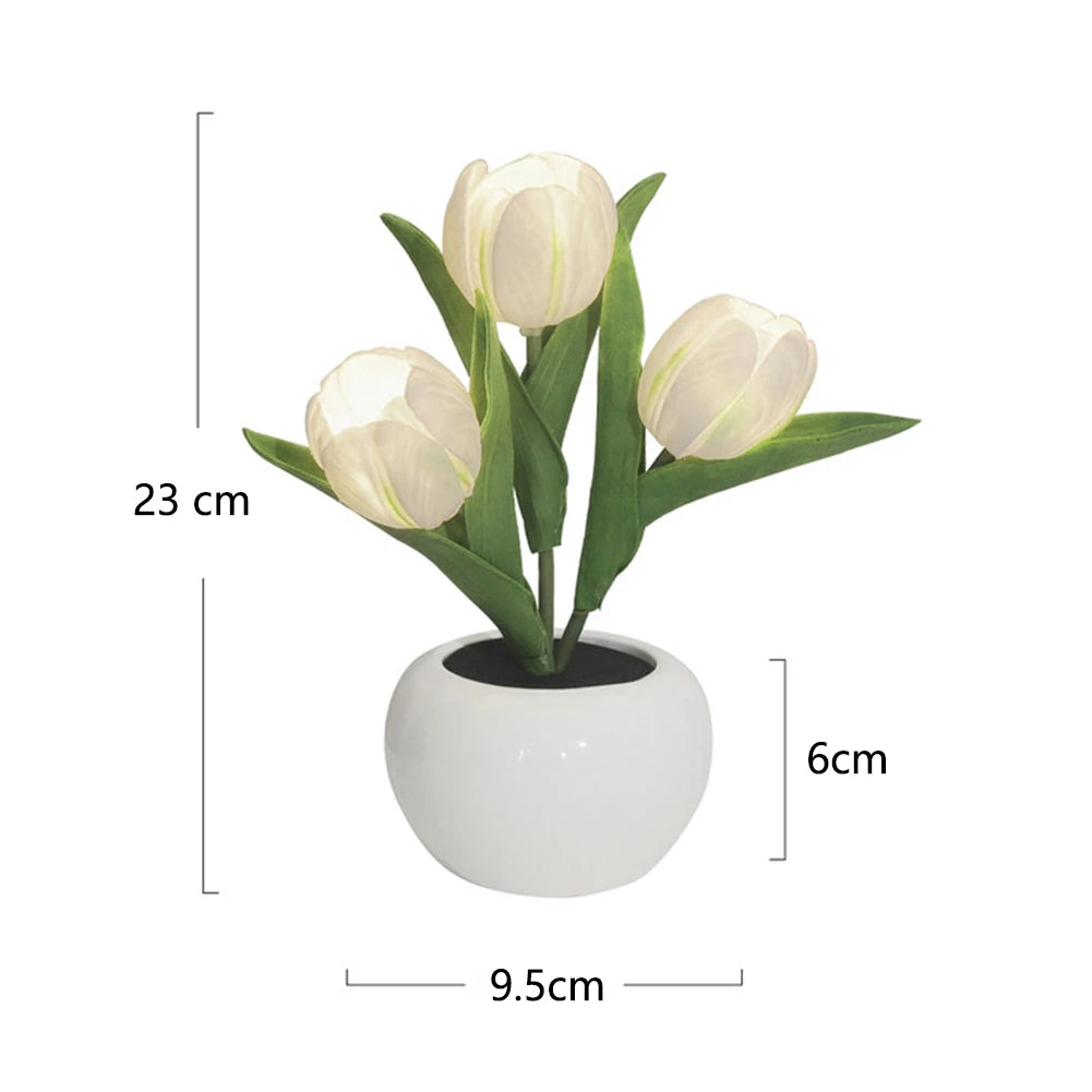 Led Simulation Tulip Night Light Fake Flower Table Lamp Ornaments For Home Living Room Desktop Decor