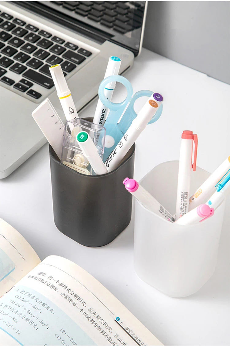 Oblique Insert Pen Holder Storage Box Pp Material Transparent Creative Simple Pen Bucket Office Desktop Student Stationery Set