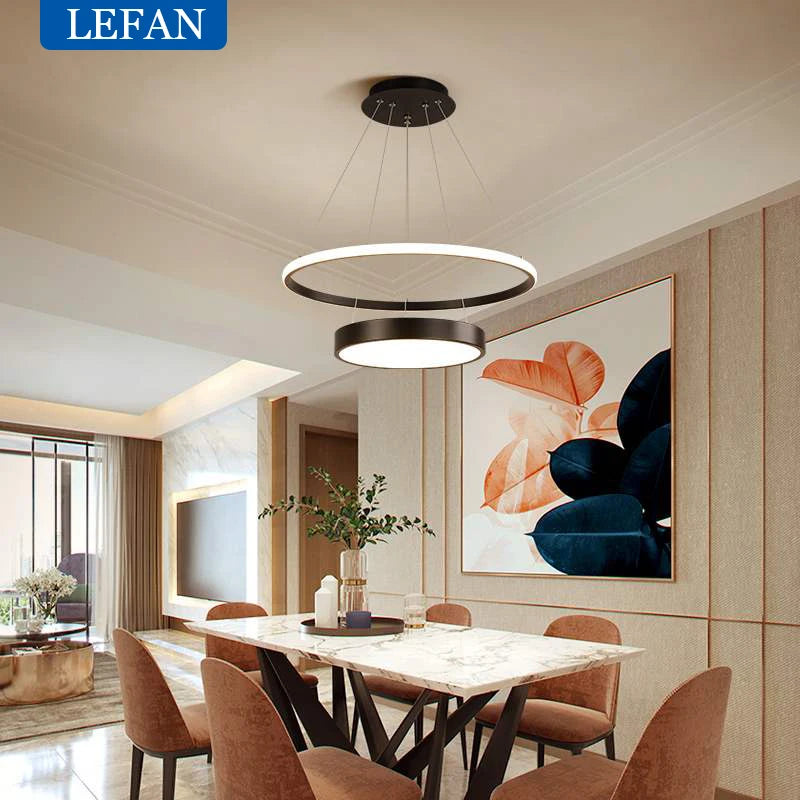 Modern LED Chandelier Lamp for Dining Study Room Kitchen Indoor Decorative Lighting Circularity Gold LED Ceiling Chandelier