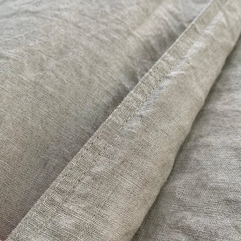 100% Linen Fitted Sheet Stone Washed Solid Color 1Piece Deep Pocket Mattress Cover Natural Soft and Breathable Farmhouse Bedding