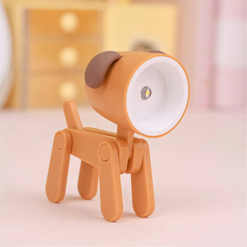 LED Mini Night Light Folding Desk Lamp Warm Yellow Cute Little Deer Puppy Animals Portable Home Decoration Light with Battery