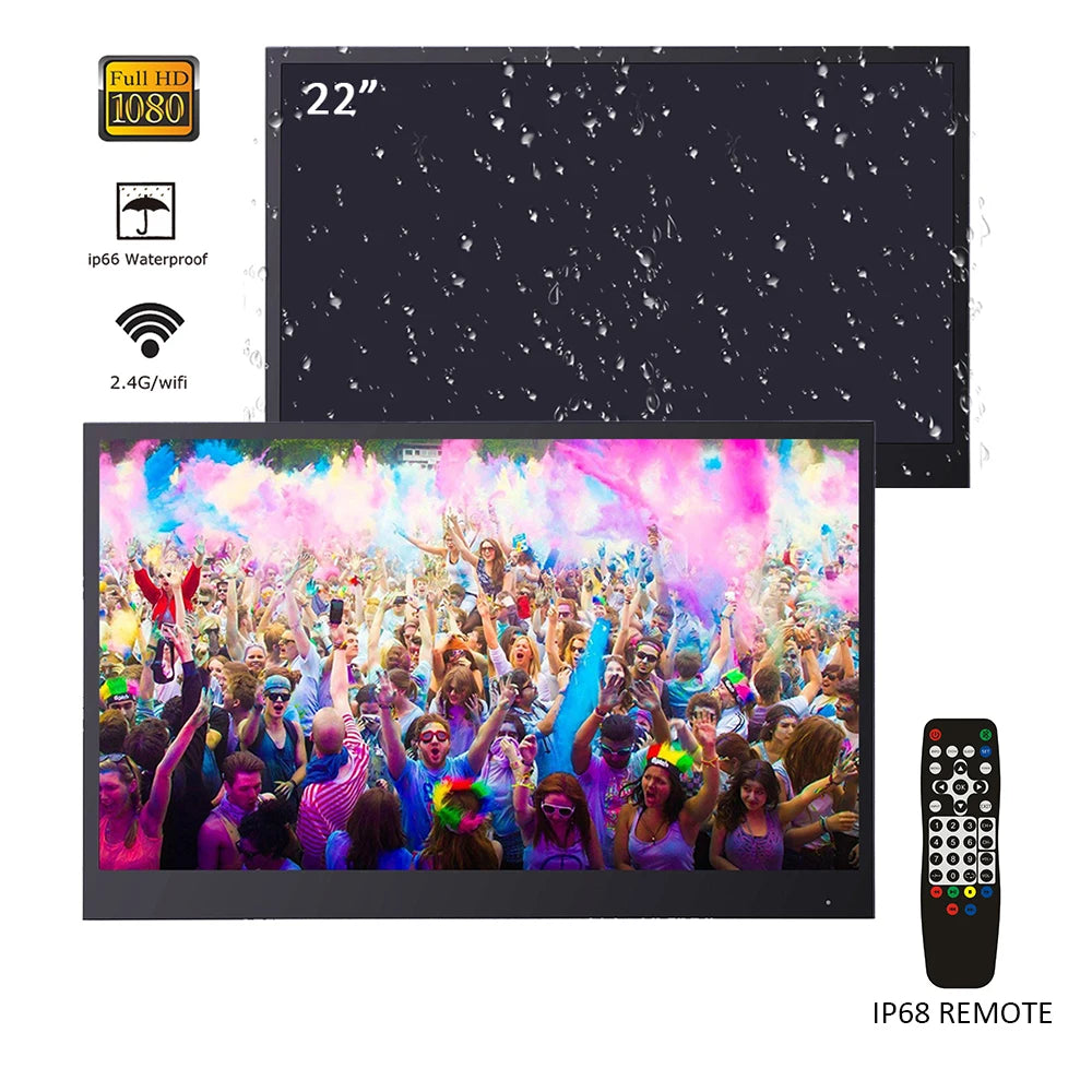 TV 22inch Smart Bathroom LED TV Full HD Screen with IP66 Waterproof Speaker