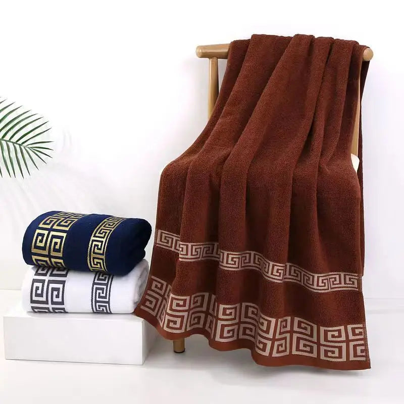 70x140cm Big Bath Towels Geometric Embroidered Bathroom Cotton Towels Blue White Brown Luxury Personalized Gift Towels 수건 세트