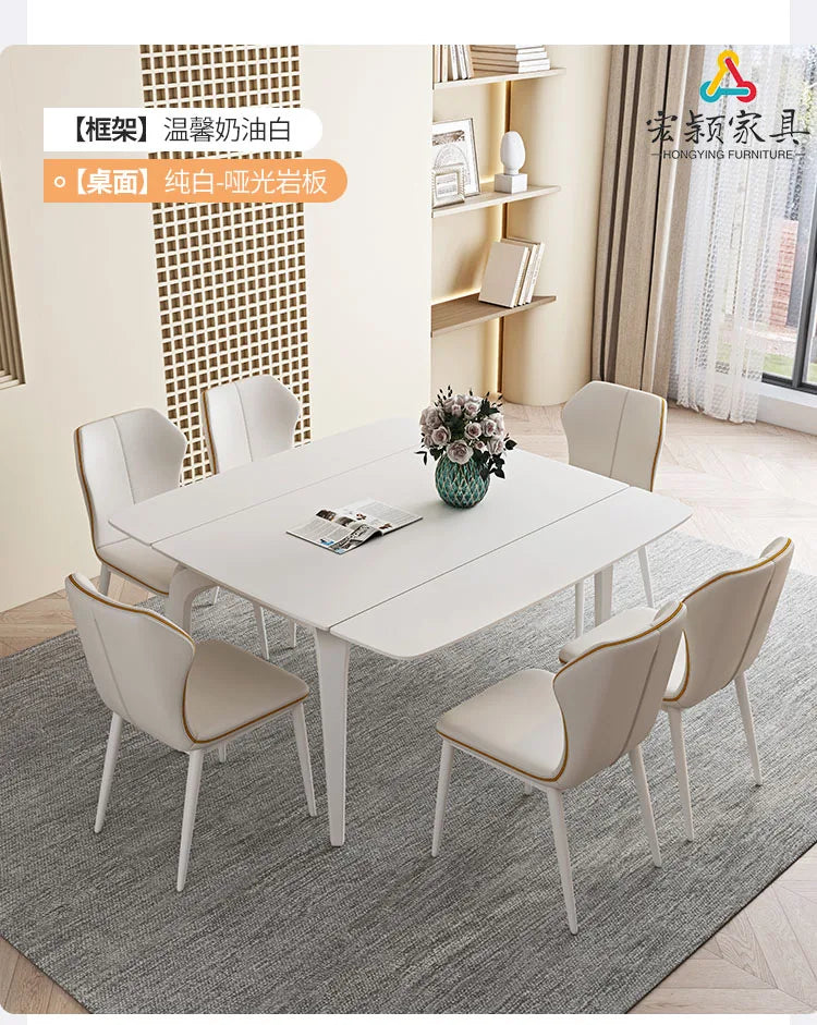 Extendable Poker Dining Table Study Folding Slate Modern Coffee Tables White Simple Tavoli Da Pranzo Kitchen Furniture HD50CZ