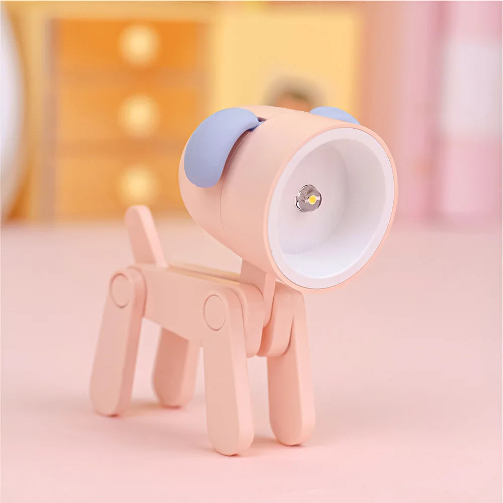 LED Mini Night Light Folding Desk Lamp Warm Yellow Cute Little Deer Puppy Animals Portable Home Decoration Light with Battery