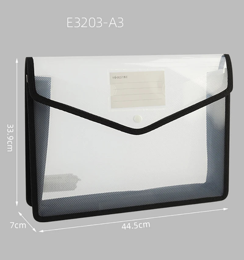 A4 A3 Document Bag Plastic Envelope Bag Large Capacity Document Organizer Pvc Waterproof Stationery Bag Office Metting Supplies