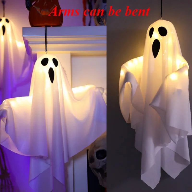 Halloween LED Glow Ghost Home Indoor Outdoor Decoration Party Supplies 2024 Haunted House Bar Hanging Horror Props with Lights