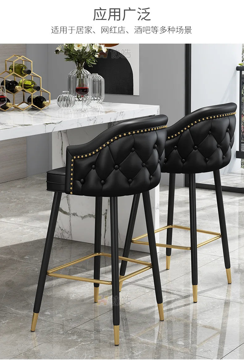 Armchair Salon Bar Stools Luxury Cafe Designer Home Nordic Chair Banks Manicure Banquet Cadeiras De Jantar Bar Furniture TD50DC