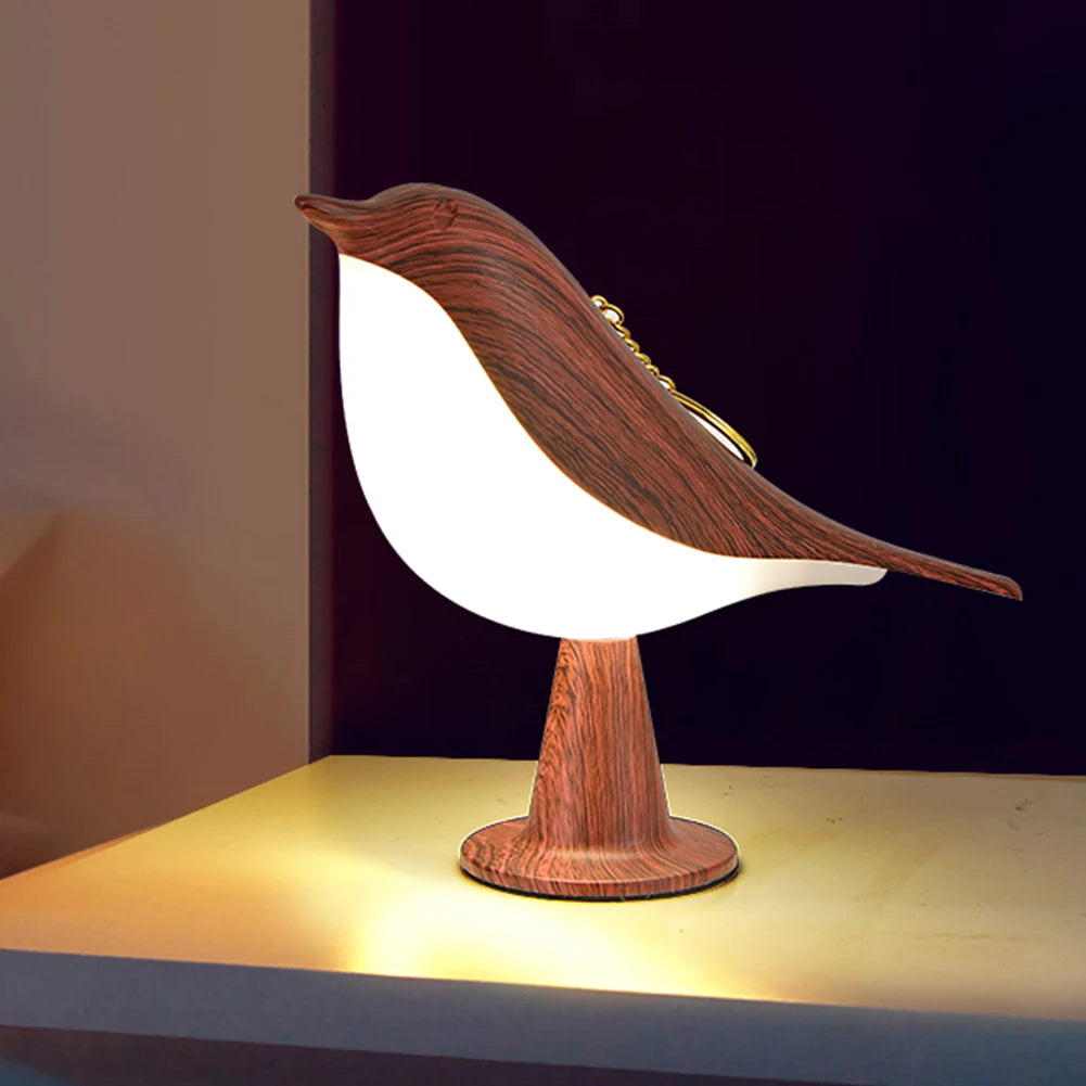 Modern Simple Magpie LED Bedside Lamp Small Cordless Wooden Bird Night Light Touch Control Bedroom Table Reading Lamp Home Decor