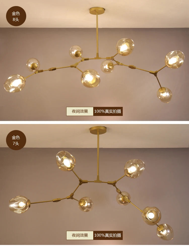 Modern Glass Bubble Chandelier For Living Room Dining Island Suspension Lamp Light Designer Branching Fixtures Hanging Luminaire