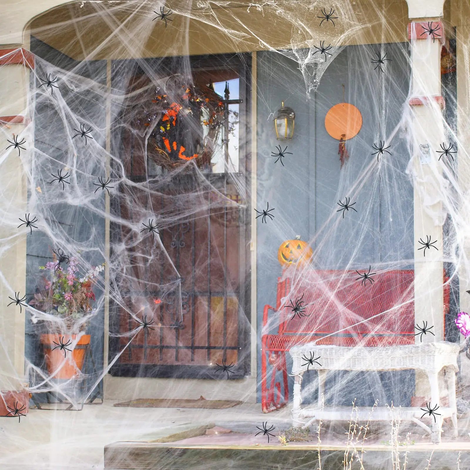 Halloween Decoration Party Accessories Decorations for Events Scream Festa Spider Web Black Outdoor Props Haunted House Spider