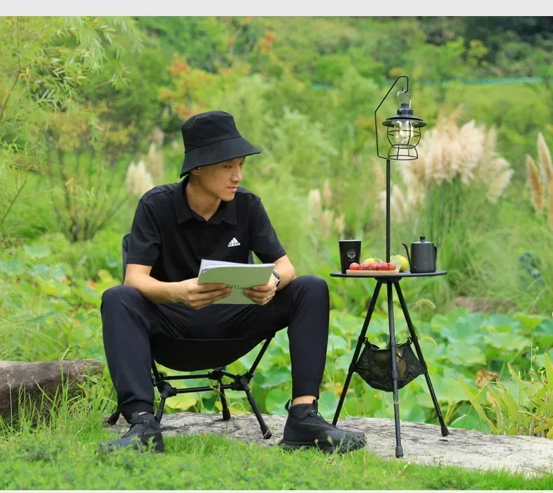 Outdoor tripod dining hiking picnic lifting folding round  portable telescopic aluminum alloy coffee mini