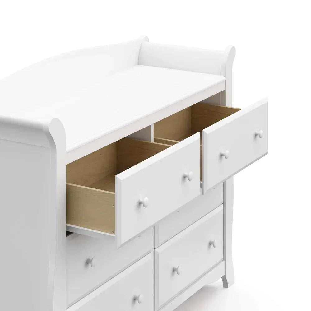 Avalon 6 Drawer Double Dresser (White) – Dresser for Kids Bedroom, Nursery Dresser Organizer, Chest of Drawers