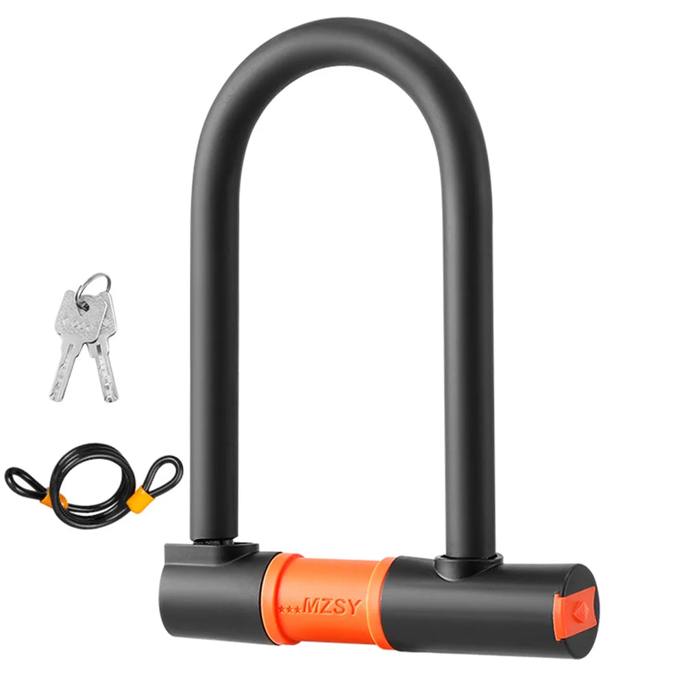 Bike U Lock Portable Mountain Road Bike Padlock Anti-theft Security Bike Lock Dustproof with 2 Keys Bicycle Accessories