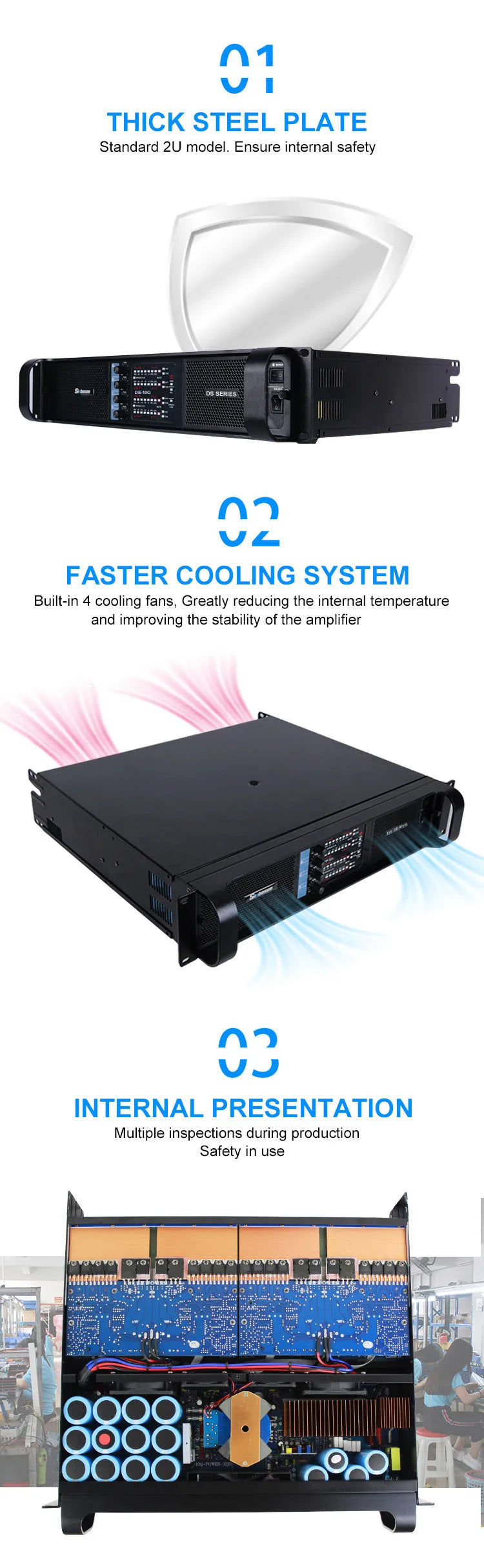 Professional DS-10Q 4 channel power amplifier 5000w switch class td power audio amplifier for 15 inch line array speaker