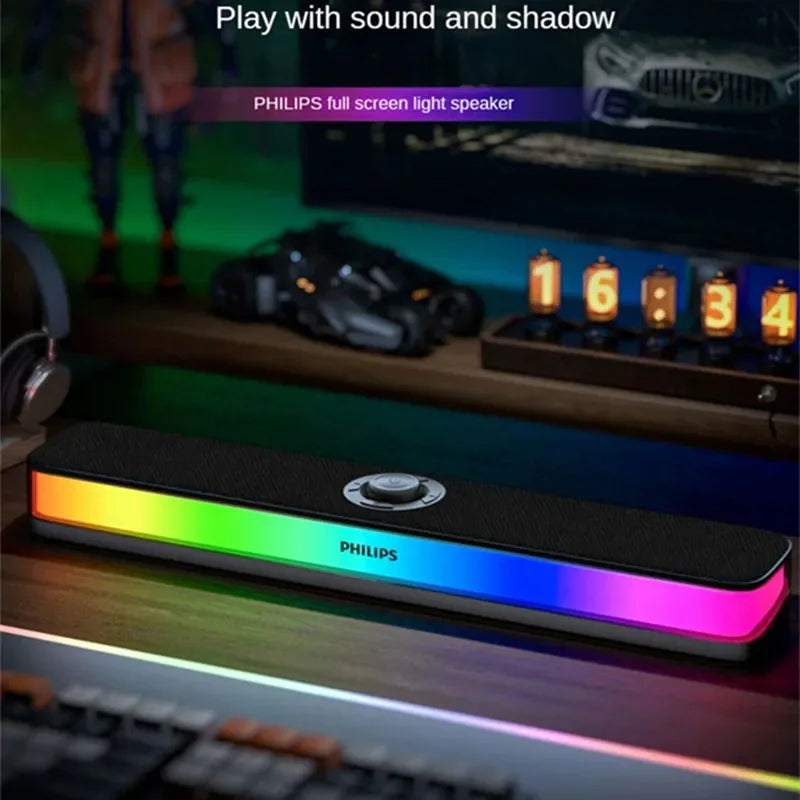 SPA6109 Portable Full-screen Lighting RGB Esports Sound Bar Built-in Hidden Noise Reduction Microphone Stereo Bluetooth Speakers