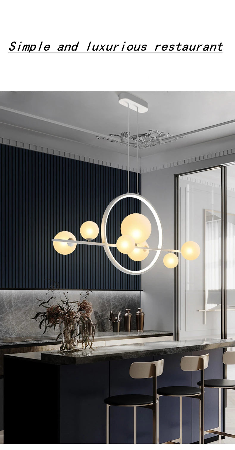 Modern LED Ceiling Novelty Glass bubble Chandelier Nordic Dining room Lamp Restaurant lighting Kitchen Home Decor Hanging lights