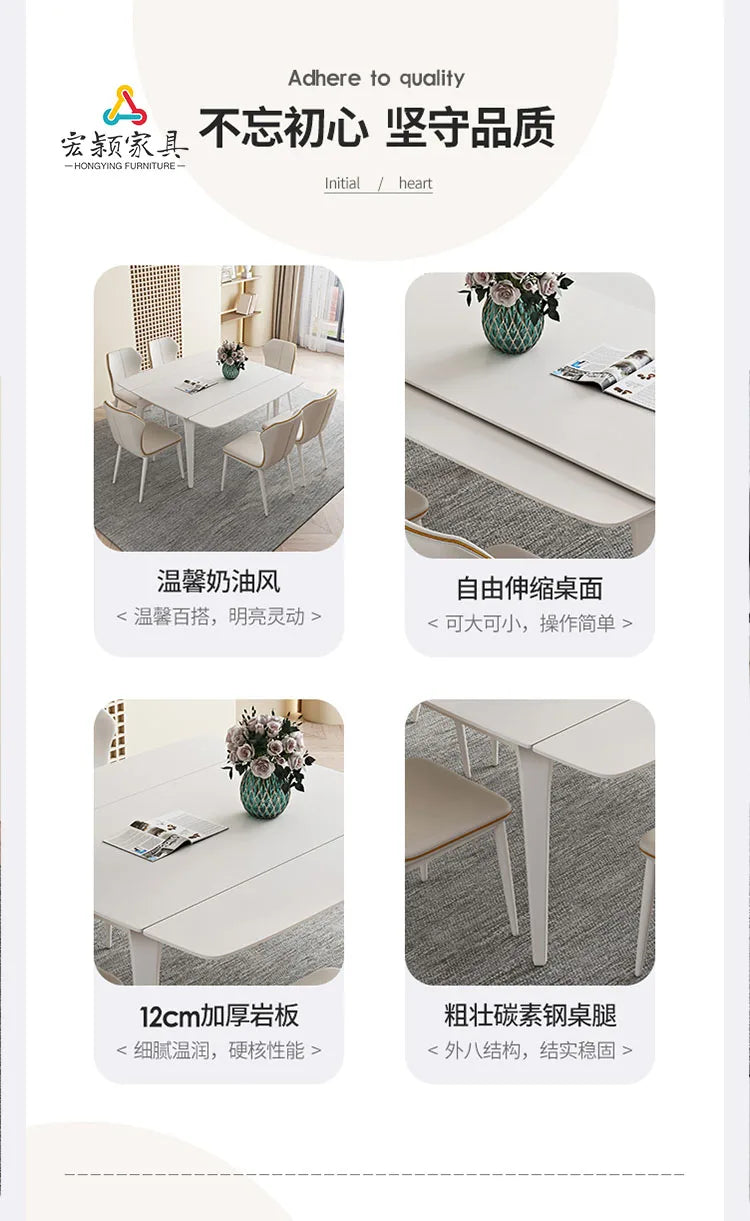 Extendable Poker Dining Table Study Folding Slate Modern Coffee Tables White Simple Tavoli Da Pranzo Kitchen Furniture HD50CZ