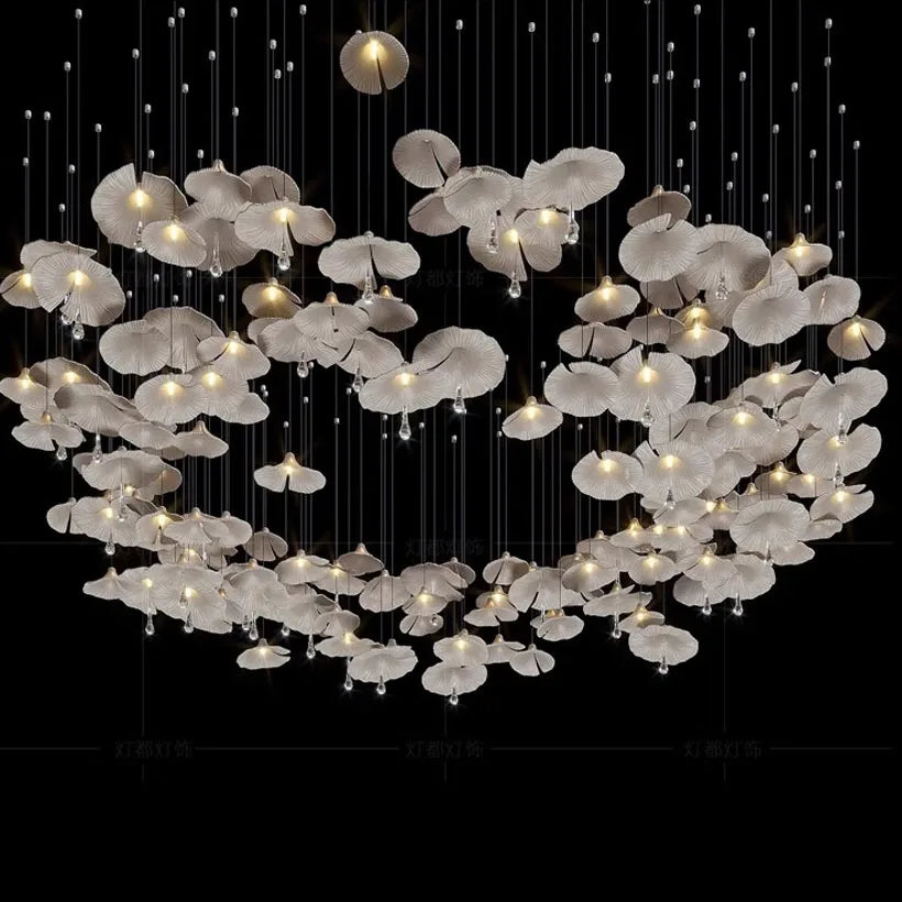 Personalized mushroom chandelier exquisite crystal light high-end atmospheric hotel lobby villa living room lighting