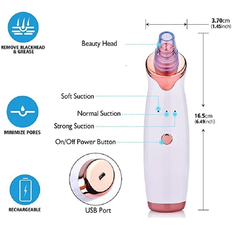 Blackhead Remover Vacuum Suction Pore Cleaner Acne Extractor Acne Comedone Whitehead Pimple Removal Spot Cleaner Skin Care Tool