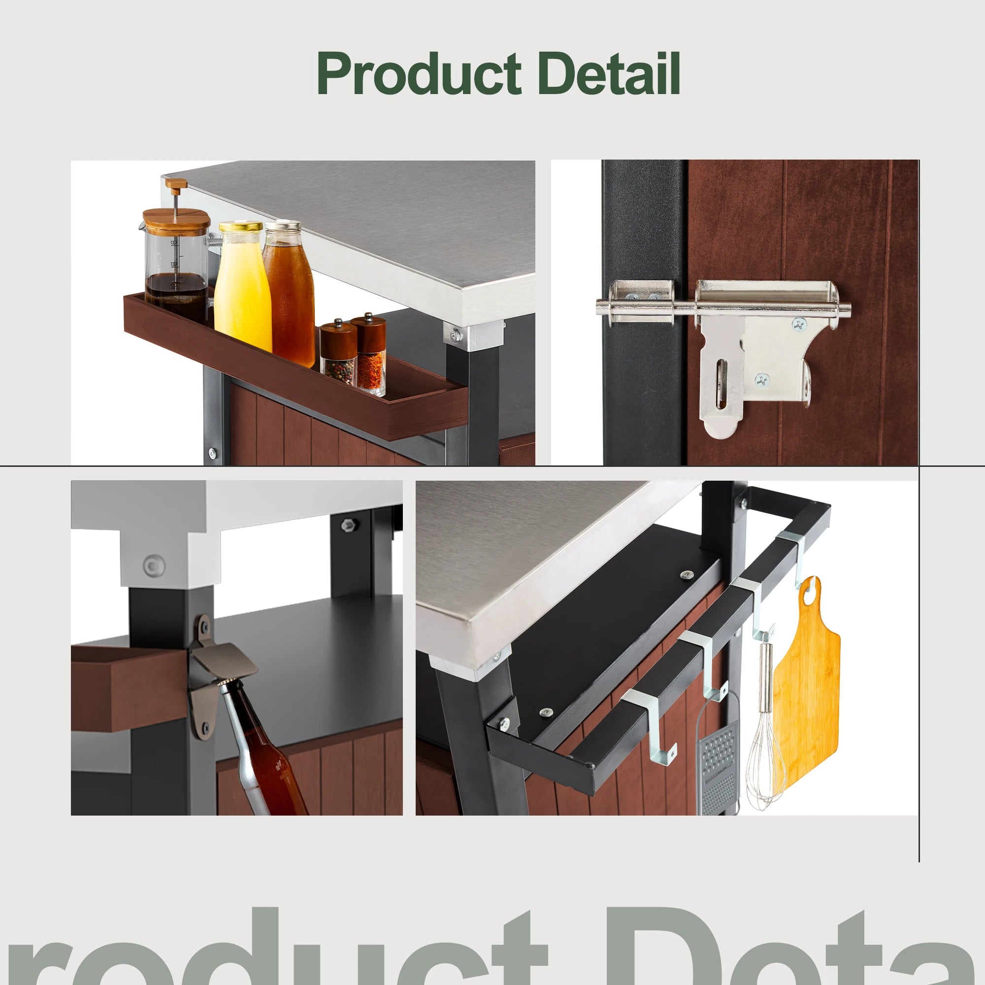 Heavy-Duty Outdoor Grill Cart with Multi-Functional Workspace