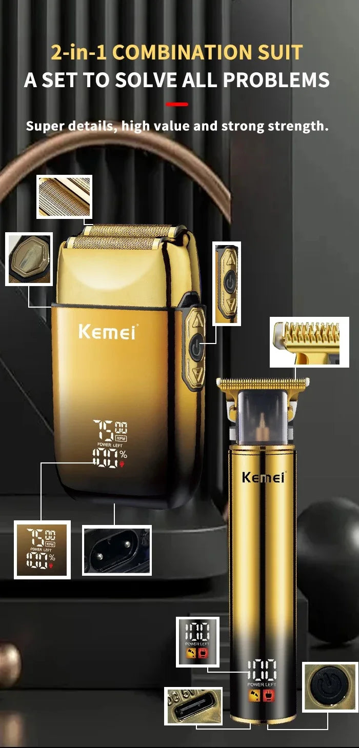 Kemei Hair Trimmer Electric Razor Foil Shavers Professional Beard Trimmer for Men Grooming Kit Barber Clippers Haircut Machine