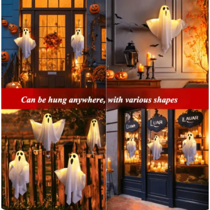 Halloween LED Glow Ghost Home Indoor Outdoor Decoration Party Supplies 2024 Haunted House Bar Hanging Horror Props with Lights