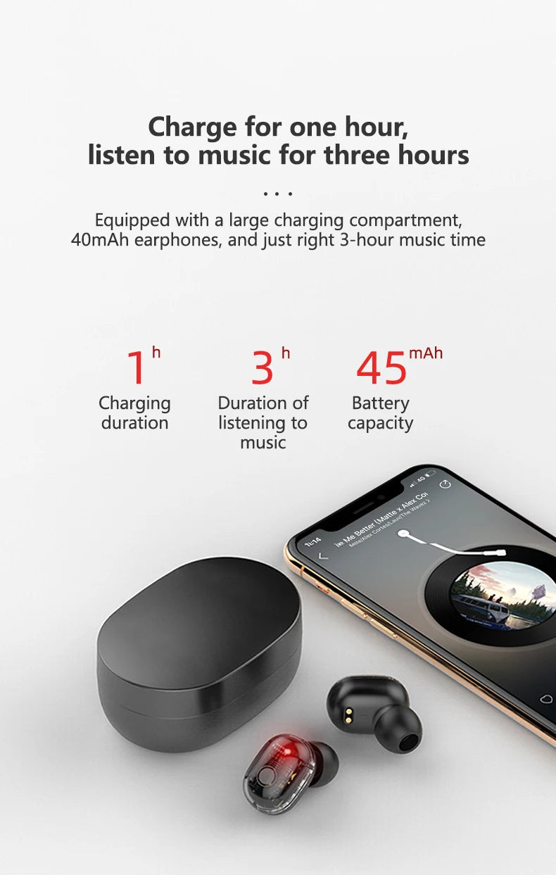 Luxury Wireless Bluetooth Stereo Sport Headset For Xiaomi Redmi iPhone Huawei Earbuds Earphone Headphones Work On All Smartphone