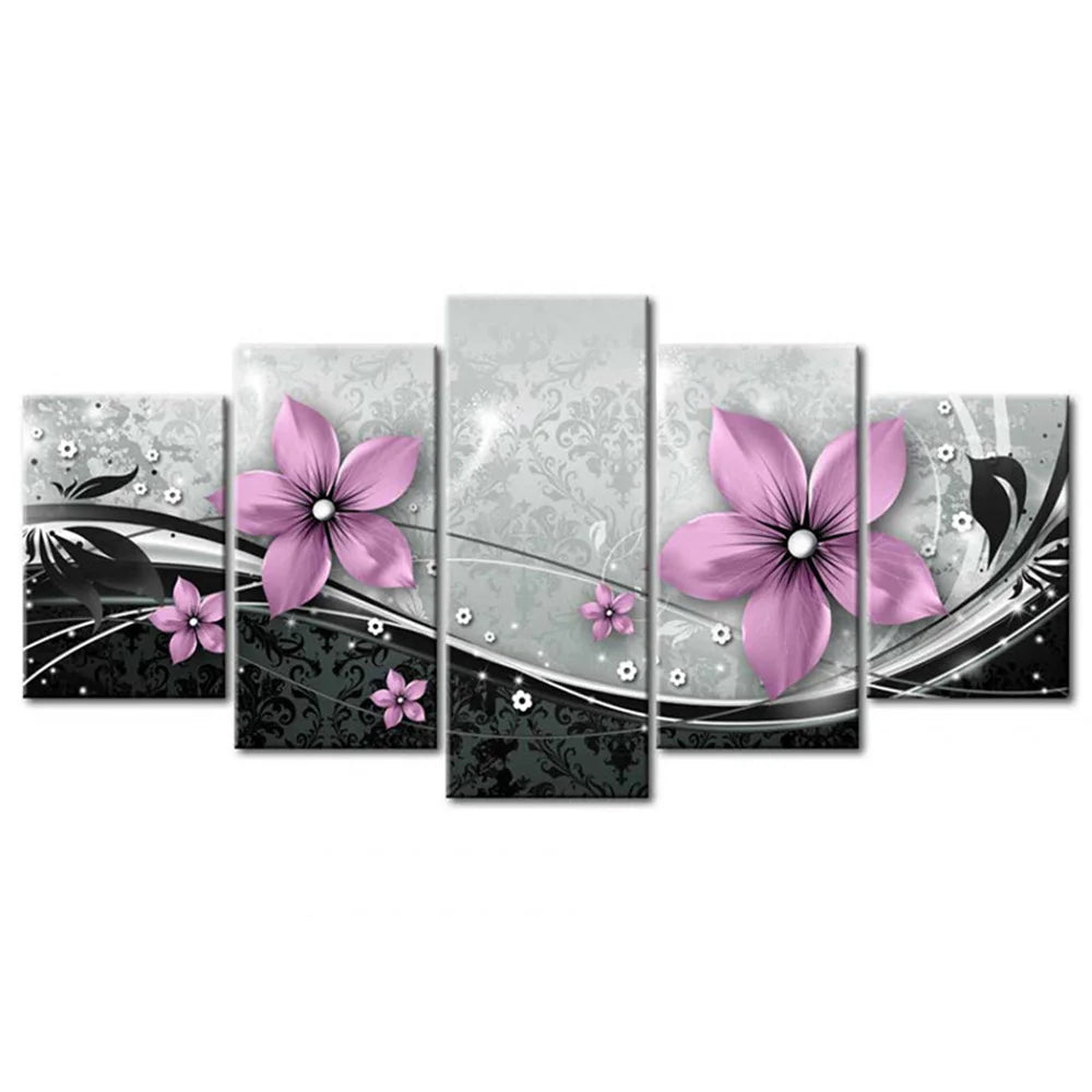 Make a Statement with 5Pcs Modern Flower Canvas Painting Wall Art Home Decor Picture Decor, Brighten Up Any Room No Frame