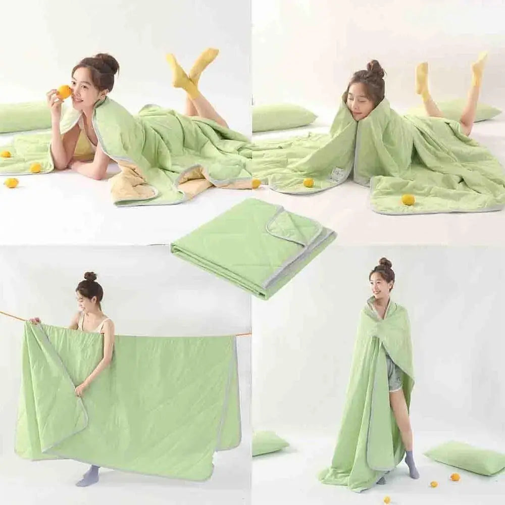 New Double Sided Cooling Blanket Cold Effect Breathable Conditioning Quilt Skin-Friendly Solid Color Cooler Quilt