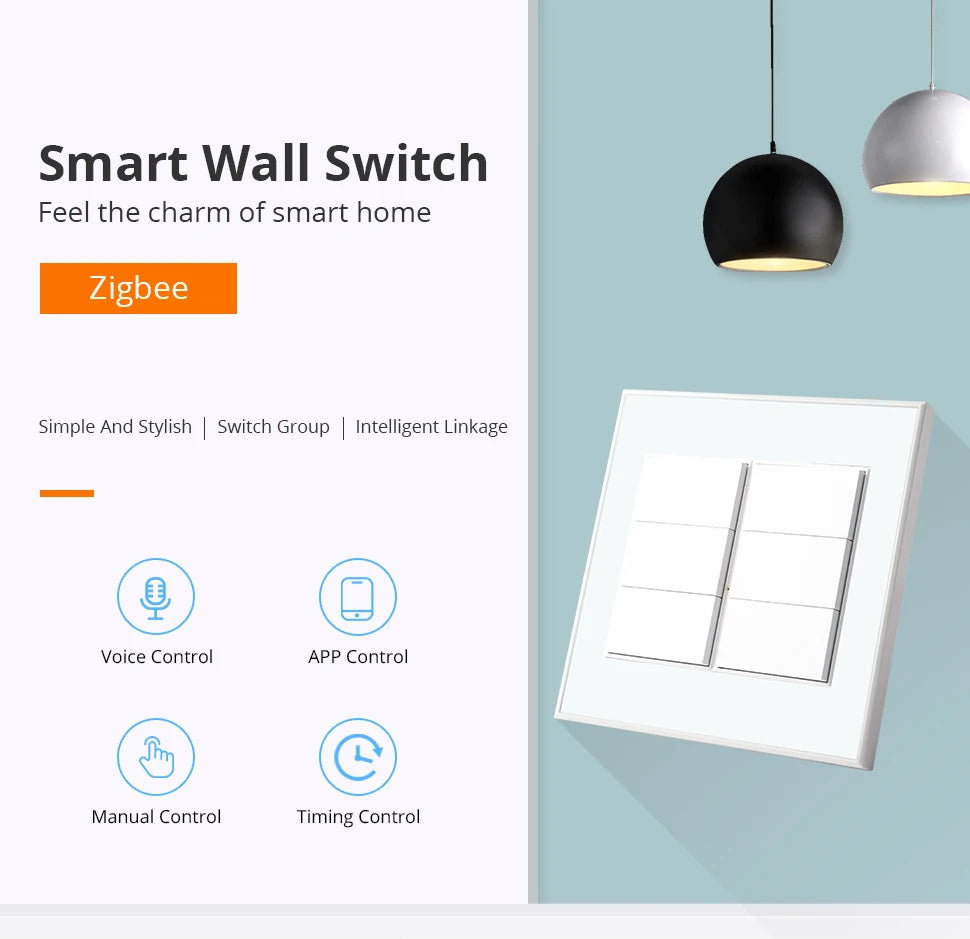 Zemismart Tuya Zigbee Smart 1 2 3 4 6 Gangs Light Switch Brazilian Wall Interrupter Alexa Google Home Smart Life App Control