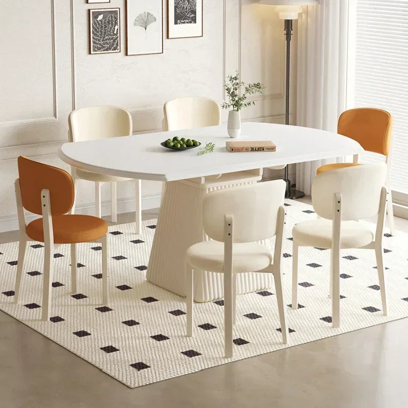 Simple White Dining Table Modern Solid Wood Folding Bedside Table Design Extendable Make Up Juegos De Comedor Furniture HD50CZ