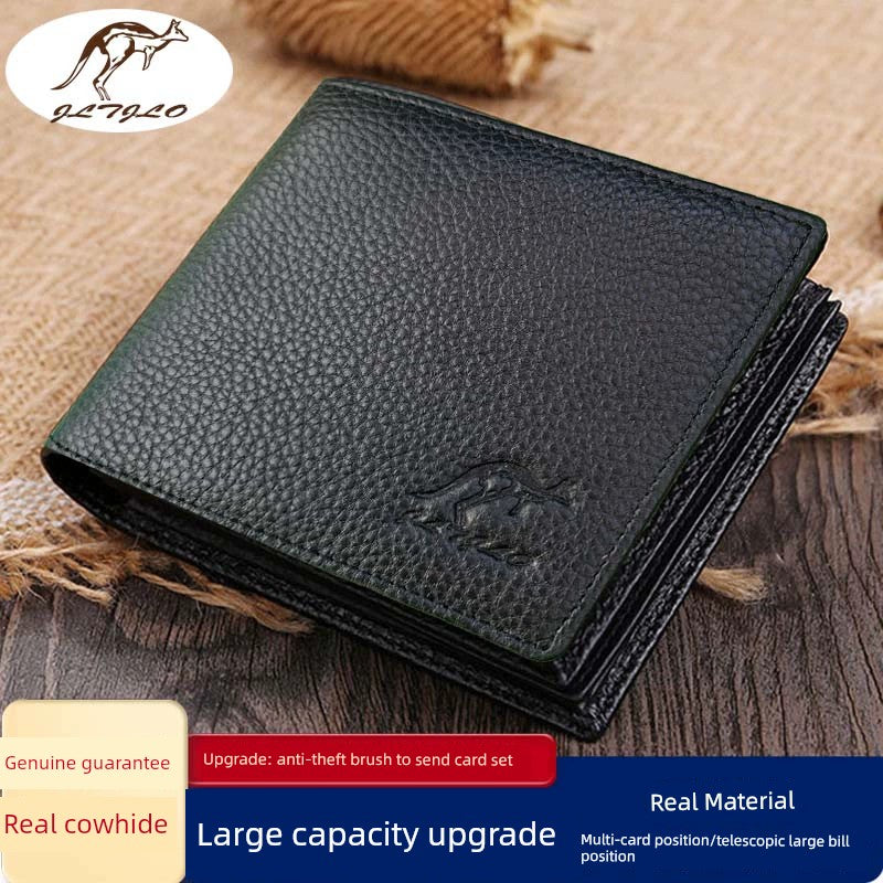 Kangaroo Leather Men with Zipper Driver's License Wallet